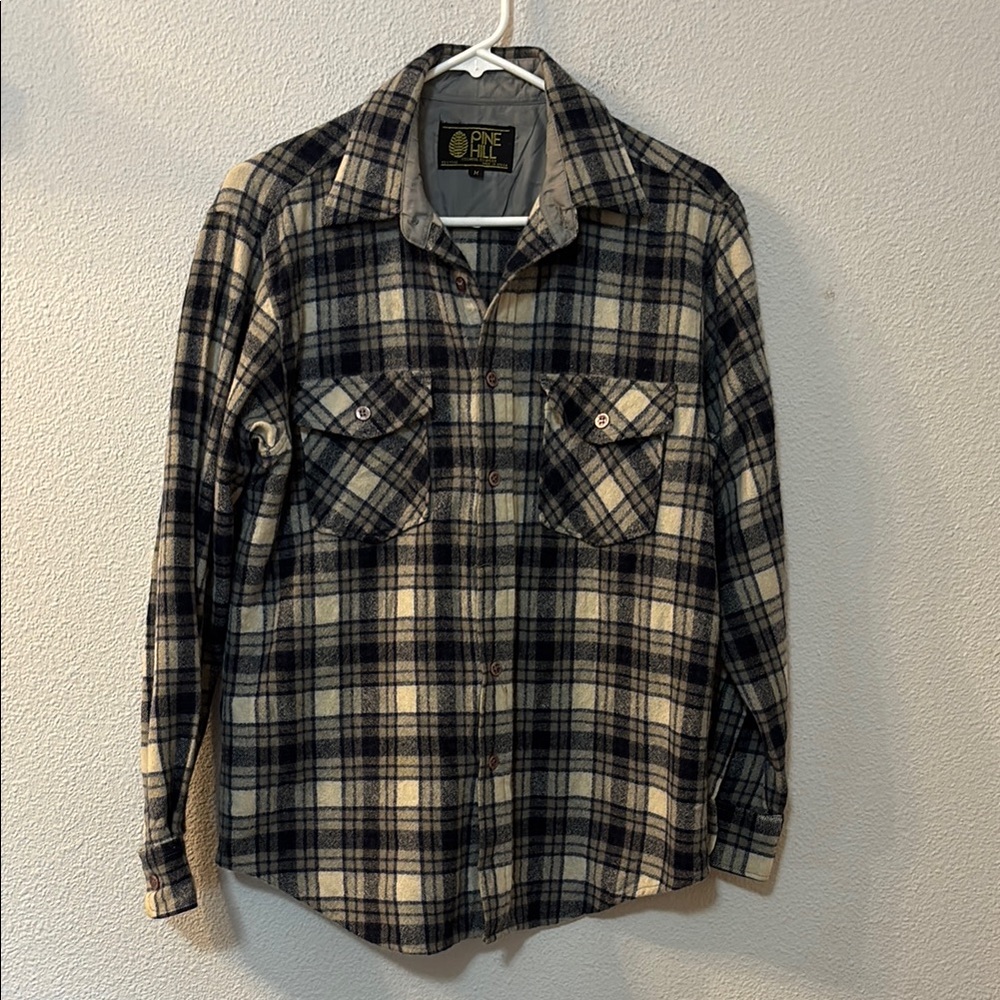 Pine Cone Hill Plaid Flannel Shirt - Black and Cream